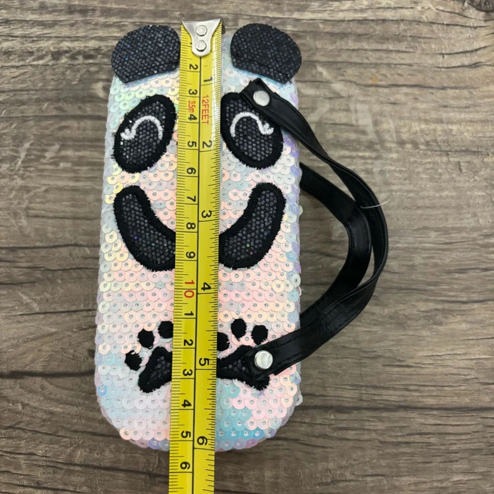 Claire's Kids Panda Glasses Case Black and White Sequin with Handles